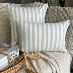 Beige Cotton Throw Cushion Cover - Stripe Plush Beige