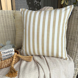 Ochre Cotton Throw Cushion Cover - Stripe Plush Ochre