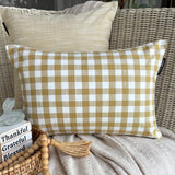 Ochre Cotton Lumbar Cushion Cover - Grid Loom Ochre