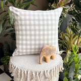 Beige Cotton Throw Cushion Cover - Checkmate Beige