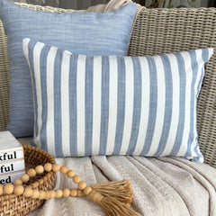 Blue Cotton Lumbar Cushion Cover - Lush Lines Blue