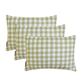 Green Cotton Lumbar Cushion Cover - Grid Loom Green