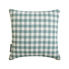 Aqua Cotton Throw Cushion Cover - Checkmate Aqua