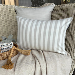 Beige Cotton Lumbar Cushion Cover - Lush Lines Beige