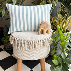 Aqua Cotton Lumbar Cushion Cover - Lush Lines Aqua