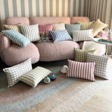 Ochre Cotton Throw Cushion Cover - Stripe Plush Ochre