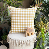 Ochre Cotton Throw Cushion Cover - Checkmate Ochre