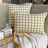 Ochre Cotton Throw Cushion Cover - Checkmate Ochre