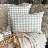 Beige Cotton Throw Cushion Cover - Checkmate Beige