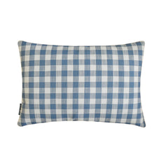 Blue Cotton Lumbar Cushion Cover - Grid Loom Blue