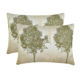 Green Jacquard Lumbar Cushion Cover - Misty Evergreen
