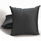 Charcoal Plain Satin Throw Cushion Cover - Charcoal Slub Satin
