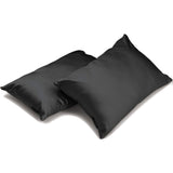 Charcoal Gray Satin Lumbar Cushion Cover Pack of 2 - Charcoal Slub Satin