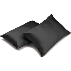 Charcoal Gray Satin Lumbar Cushion Cover Pack of 2 - Charcoal Slub Satin