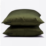 Olive Green Plain Satin Throw Cushion Cover - Dark Olive Green Slub Satin