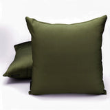Olive Green Plain Satin Throw Cushion Cover - Dark Olive Green Slub Satin