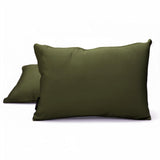 Olive Green Satin Lumbar Cushion Cover Pack of 2 - Dark Green Olive Slub Satin