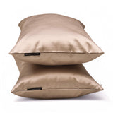 Peach Beige Satin Lumbar Cushion Cover Pack of 2 - Peach Beige Slub Satin