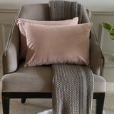 Pastel Peach Velvet Dream Lumbar Cushion Cover