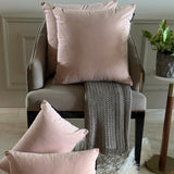 Pastel Peach Plain Velvet Throw Cushion Cover - Pastel Peach Velvet