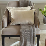 Ecru Cream Velvet Dream Lumbar Cushion Cover