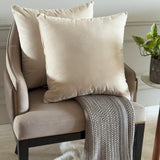 Ecru Cream Plain Velvet Throw Cushion Cover - Ecru Cream Velvet