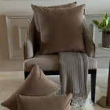 Mocha Brown Velvet Lumbar Cushion Cover Pack of 2 - Mocha Brown Velvet Dream
