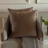 Mocha Brown Plain Velvet Throw Cushion Cover - Mocha Brown Velvet
