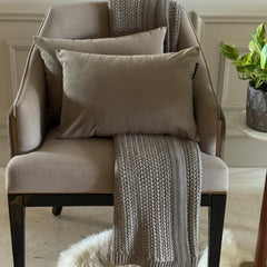 Taupe Velvet Dream Lumbar Cushion Cover