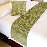 Chartreuse Pulse - Velvet Chartreuse Green Decorative Bed Runner and Cushion Cover