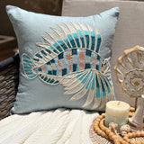 Dream Fish - Dull Blue Linen Throw Pillow Cover