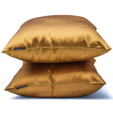 Dark Gold Satin Lumbar Cushion Cover Pack of 2 - Dark Gold Slub Satin