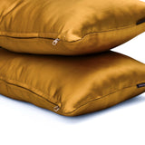 Dark Gold Satin Lumbar Cushion Cover Pack of 2 - Dark Gold Slub Satin