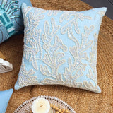 Pearly Sea Tangle - Light Blue Cotton Linen Throw Pillow Cover