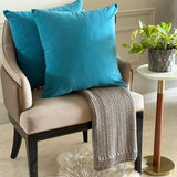 Turquoise Blue Plain Velvet Throw Cushion Cover - Turquoise Velvet