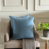Dusty Blue Plain Velvet Throw Cushion Cover - Dusty Blue Velvet