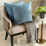 Dusty Blue Plain Velvet Throw Cushion Cover - Dusty Blue Velvet