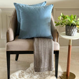 Dusty Blue Velvet Throw Cushion Cover