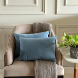 Dusty Blue Velvet Lumbar Cushion Cover Pack of 2 - Dusty Blue Velvet Dream