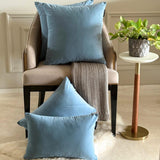 Dusty Blue Velvet Lumbar Cushion Cover Pack of 2 - Dusty Blue Velvet Dream
