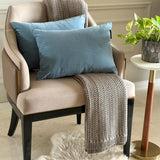 Dusty Blue Velvet Lumbar Cushion Cover Pack of 2 - Dusty Blue Velvet Dream