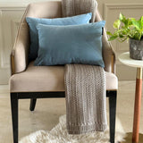 Dusty Blue Velvet Dream Lumbar Cushion Cover