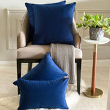 Navy Blue Plain Velvet Throw Cushion Cover - Navy Blue Velvet