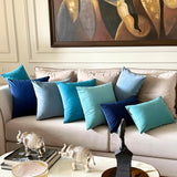 Navy Blue Plain Velvet Throw Cushion Cover - Navy Blue Velvet