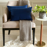 Navy Velvet Dream Lumbar Cushion Cover