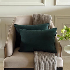 Bottle Green Velvet Lumbar Cushion Cover Pack of 2 - Bottle Green Velvet Dream