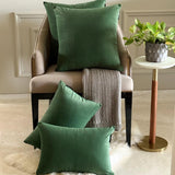 Dark Green Plain Velvet Throw Cushion Cover - Dark Green Velvet