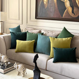 Dark Green Plain Velvet Throw Cushion Cover - Dark Green Velvet