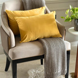 Mustard Yellow Velvet Lumbar Cushion Cover Pack of 2 - Mustard Velvet Dream