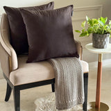 Dark Brown Plain Velvet Throw Cushion Cover - Dark Brown Velvet
